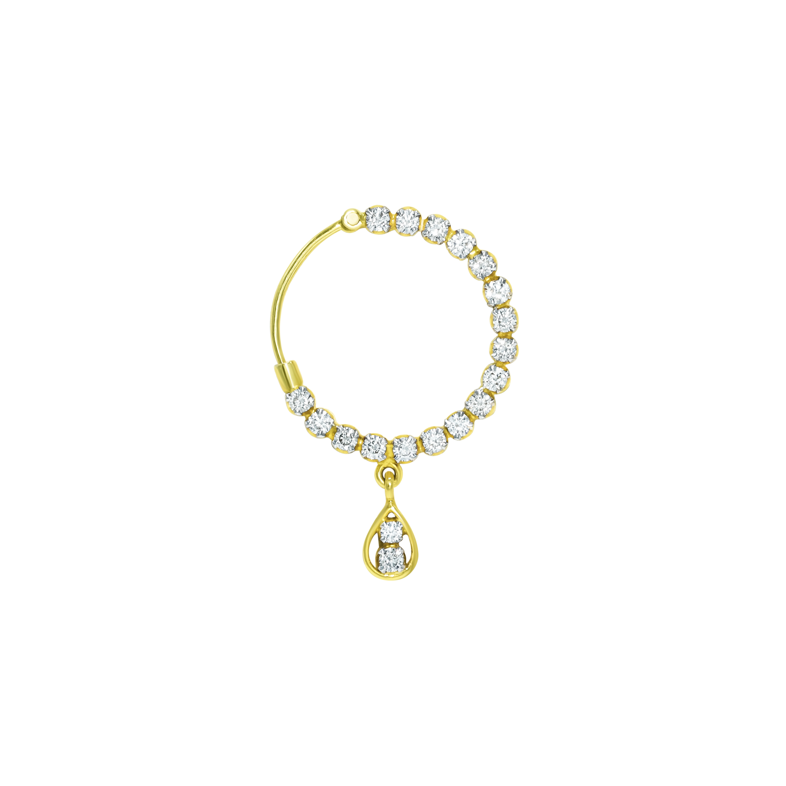 Gold Nath with Full-Cut Diamonds and Teardrop